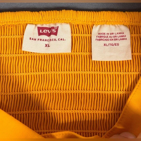 Levi’s Junie Mutton Sleeve Cotton Blend Blouse In Old Gold Size X-LARGE - Picture 11 of 11
